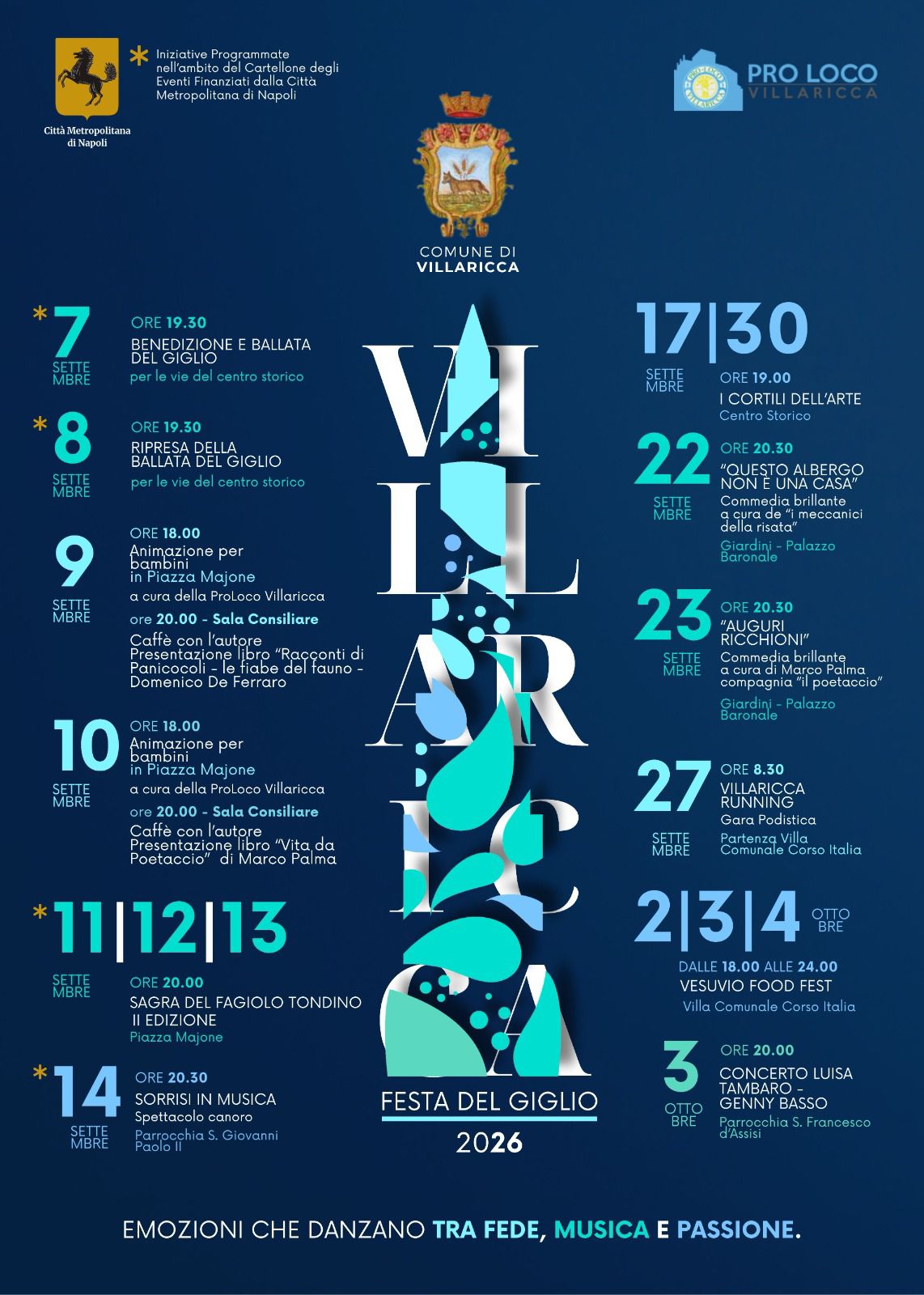 Eventi Villaricca dal 07 Settembre al 03 Ottobre 2026